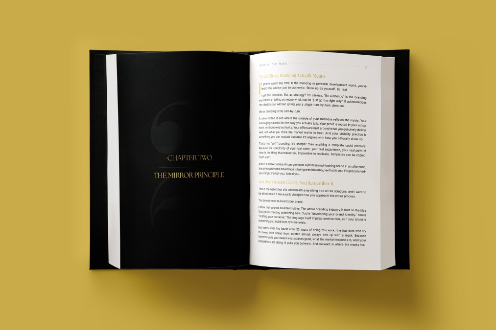 Mirror Not Mask eBook cover - brand truth framework for founders by Gina Dunn